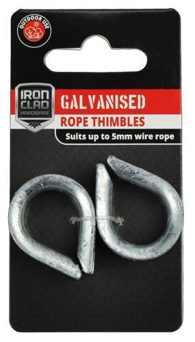 Iron Clad Rope Thimbles 5mm Galvanised Pack of 2