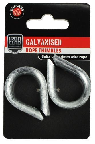 Iron Clad Rope Thimbles 6mm Galvanised Pack of 2