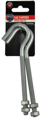 Iron Clad Hook Bolt 7.8x152mm Galvanised Pack of 2