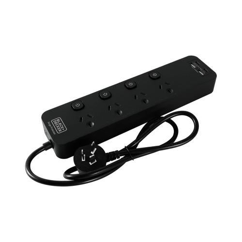 Black+Decker 4 Way Powerboard BDP4SIS4USBAC