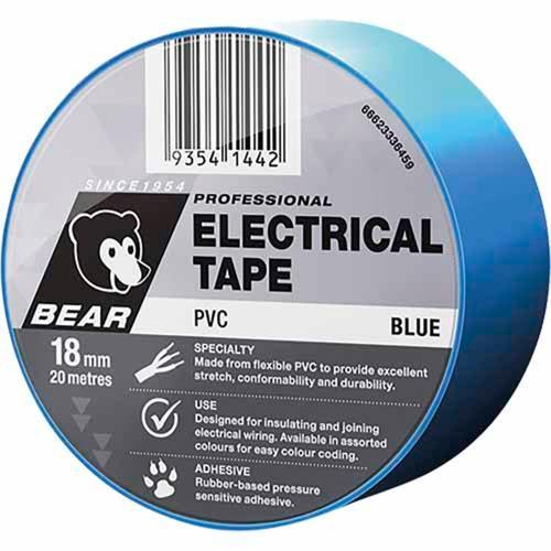 Bear PVC Electrical Tape 18mmx20m Blue