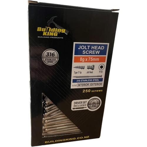 Building King Jolt Screw 8G X 75mm Grey Ruspert Pack of 250