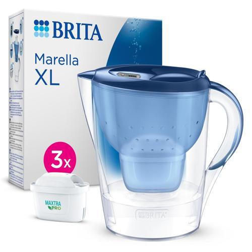 Brita Water Filter Jug Marella XL 3.5L Value Pack (3 Maxtra Pro Filters) Blue