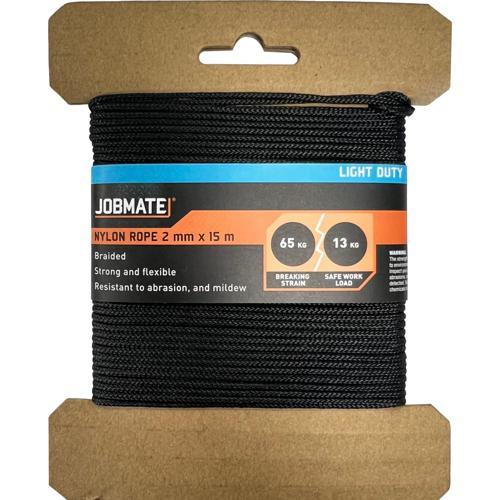 Jobmate Nylon Rope 2mm X 15m Black