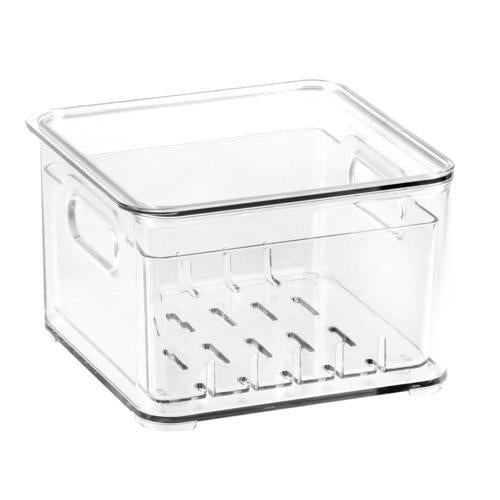 Nouveau Storage Bin With Colander 150 X 150mm Clear
