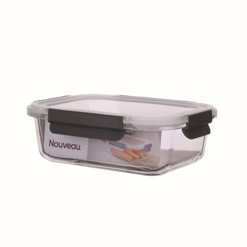 Nouveau Container Food Glass Plastic Lid 1L