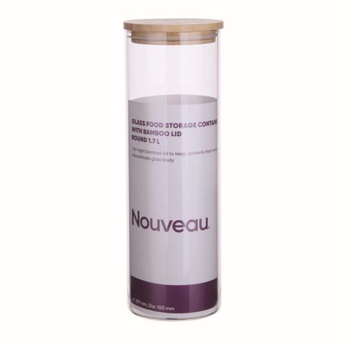 Nouveau Container Food Glass Bamboo Lid 1.7L