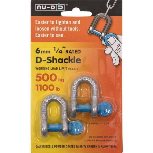NU-D D Shackle Galvanised 6mm 500kg Pack of 2