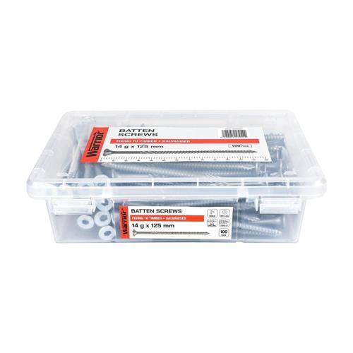 Warrior Batten Screws 14 G X 125mm Galvanised Pack of 100