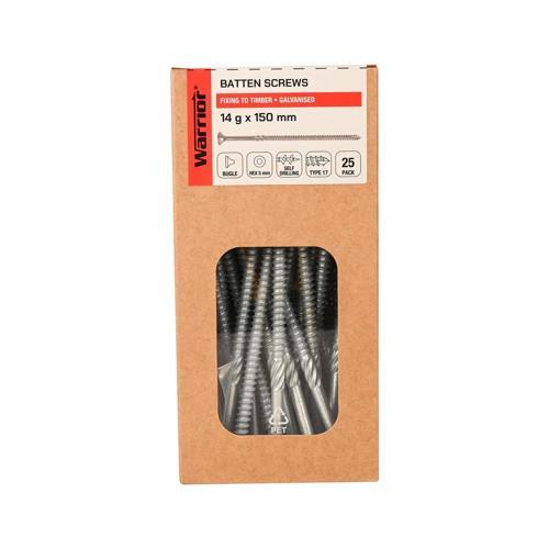 Warrior Batten Screws 14 G X 150mm Galvanised Pack of 25