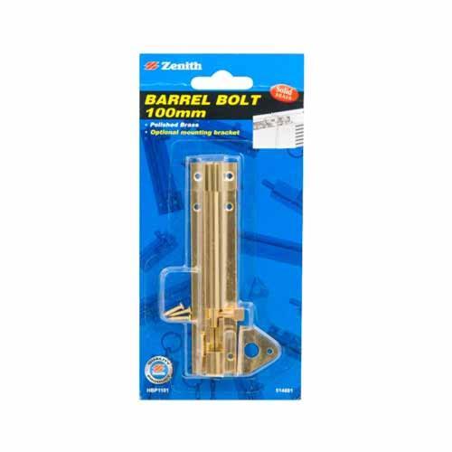 Zenith Barrel & Security Bolt 100mm Polished Brass Finish