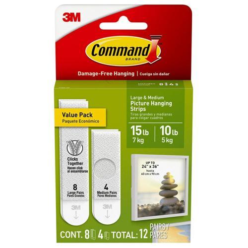 Command Medium & Large Picture Hanging Strips 12 Pack of 12