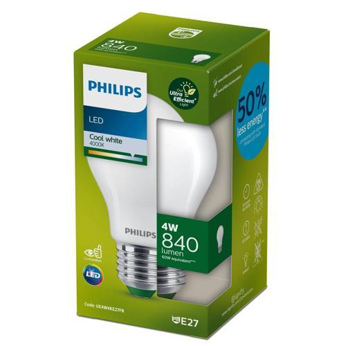 Philips LED Ultra Efficient A60 E27 840 Lumen Frosted 4 Watt Cool White
