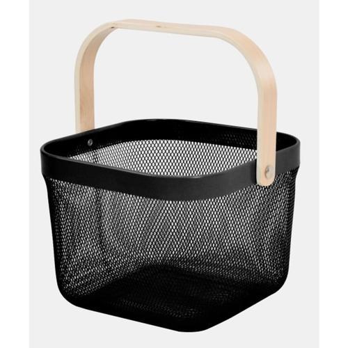 Nouveau Basket Mesh Square Wood Handle Black