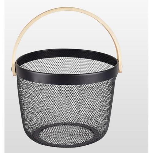 Nouveau Basket Mesh Round Wood Handle Black