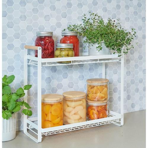 Nouveau Spice Rack Wood Handle White