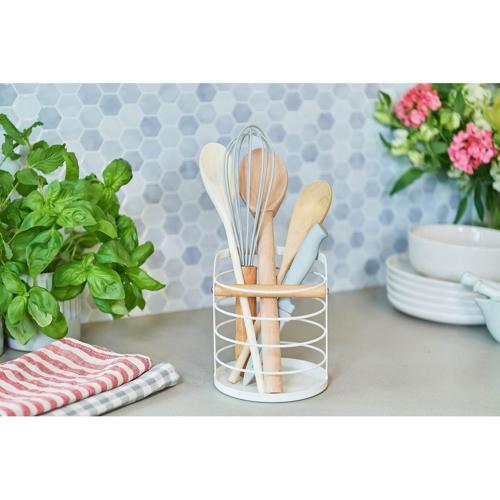 Nouveau Utensil Holder Wood Divider White