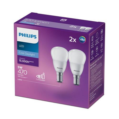 Philips Light Bulb LED B15 470lm Frosted Lustre 2 Pack 5W Cool Pack of 2