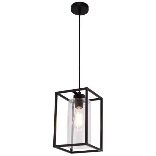 Mercator Hutton Glass And Metal Frame Pendant Black