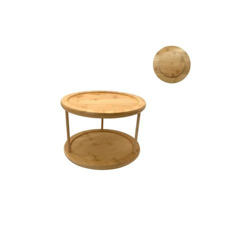Nouveau Turntable 2 Tier Bamboo 25.5 X 18cm