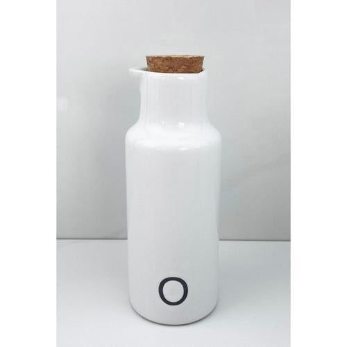 Nouveau Oil Bottle Ceramic Bamboo Lid White