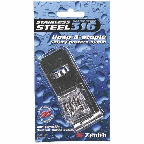 Zenith Safety Pattern Hasp & Staple 90mm Stainless Steel