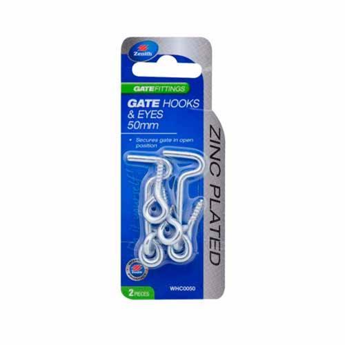 Zenith Gate Hooks & Eyes 50mm Zinc Plated Pack of 2