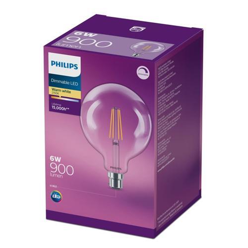 Philips G120 LED B22 806 Lumens Dimmable Filament 6 Watts Warm White