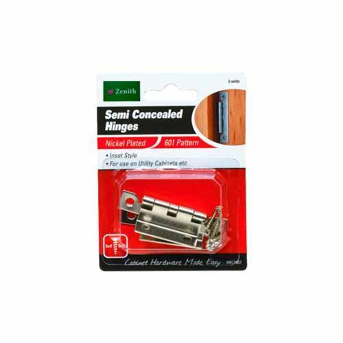 Zenith Semi Concealed Hinges Nickel Plated Pack of 2 WBC0601