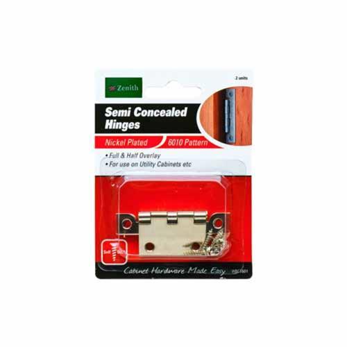 Zenith Semi Concealed Hinges Nickel Plated Pack of 2 WBC1601