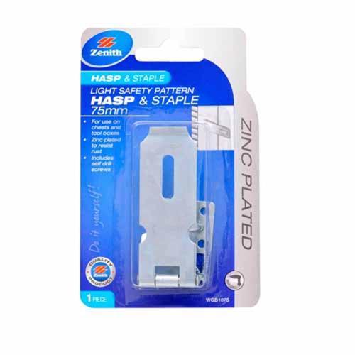 Zenith Safety Pattern Hasp & Staple 75mm Zinc Plated