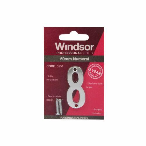 Elements Hardware Modern Numeral #8 50mm Satin Chrome Finish
