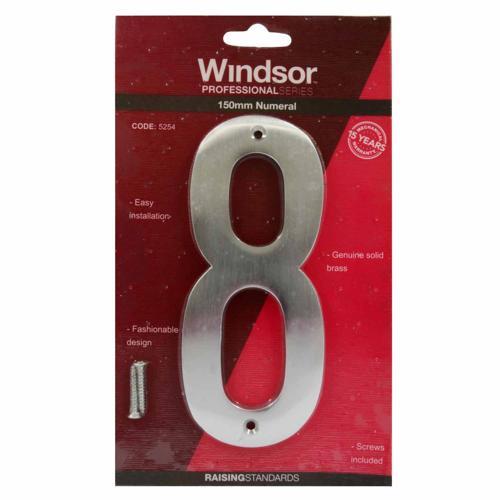 Elements Hardware Modern Numeral #8 150mm Satin Chrome Finish