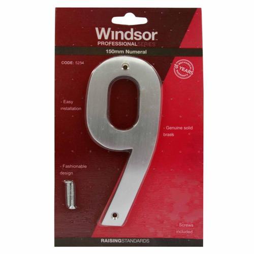 Elements Hardware Modern Numeral #9 150mm Satin Chrome Finish