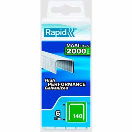 Rapid 140 Series Flat Wire Staples 6mm Pack of 2000 Galvanised