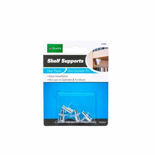 Zenith Plastic Shelf Supports 5mm Pack of 4