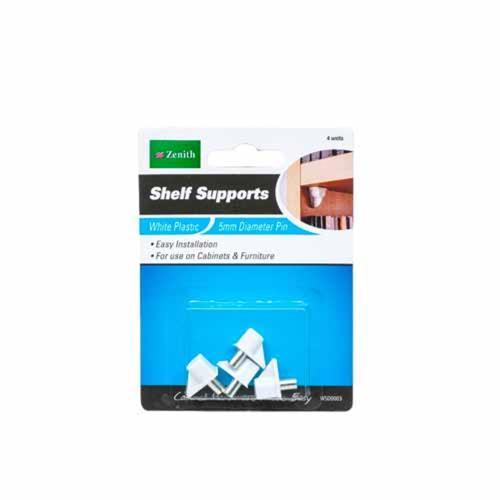 Zenith Plastic Shelf Supports 5mm White Pack of 4