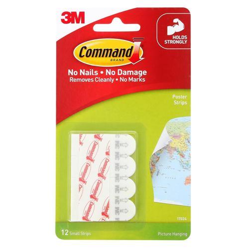 Command Adhesive Poster Strips Small White Pack of 12