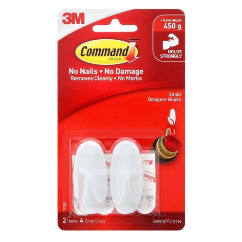 Command Designer Hooks Small White Pack of 2