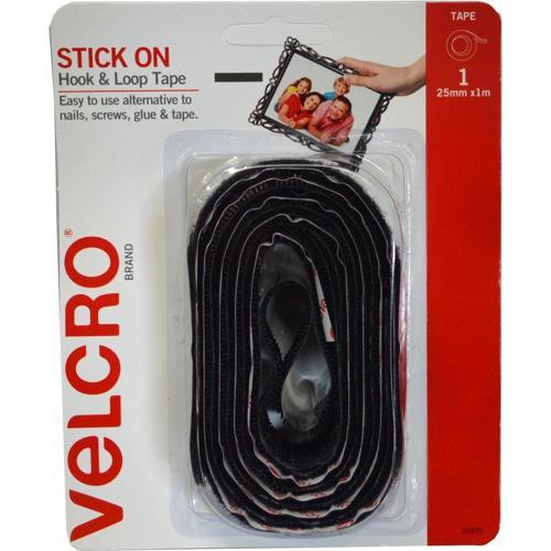 VELCRO Brand Hoop & Loop Tape 25mm X 1m Black