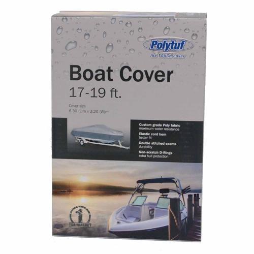 Polytuf Boat Cover 17-19 Ft Silver/Black