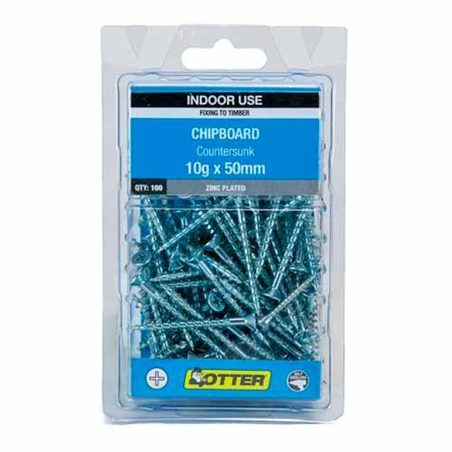 Otter Chipboard Screws 10g X 50mm Pack of 100 Zinc Plated