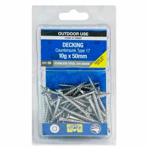 Otter Decking Screws 10g X 50mm Pack of 50 Stainless Steel DHES10502
