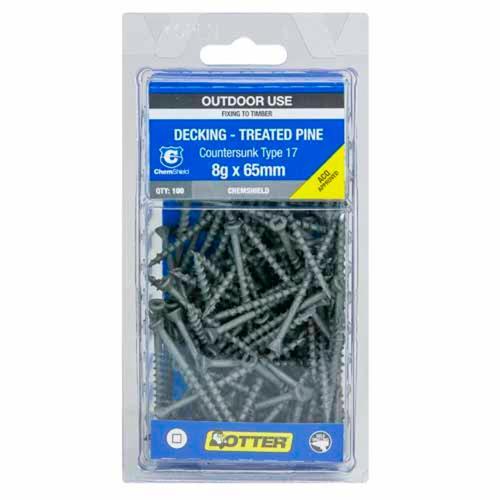 Otter Decking Screws 8g X 65mm Pack of 100 ChemShield