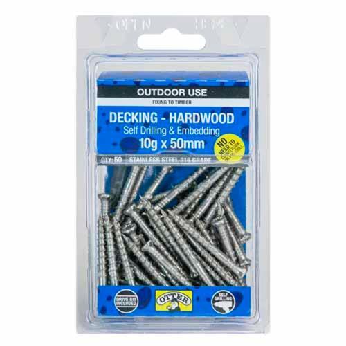 Otter Decking Screws 10g X 50mm Pack of 50 Stainless Steel DXES10502