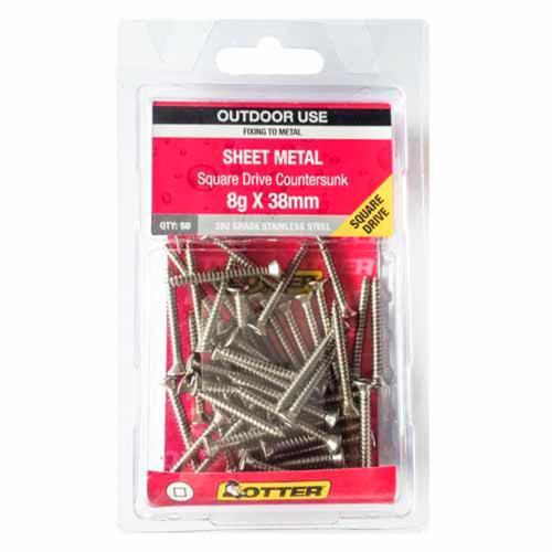 Otter Sheet Metal Screws 8g X 38mm Pack of 50 Stainless Steel SECS08382SQ