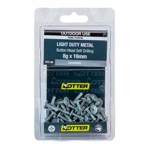 Otter Light Duty Metal Screws 8g X 16mm Pack of 50 Galvanised