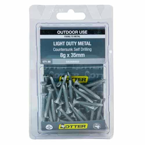 Otter Light Duty Metal Screws 8g X 35mm Pack of 50 Galvanised