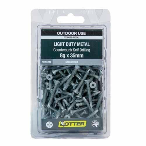 Otter Light Duty Metal Screws 8g X 35mm Pack of 200 Galvanised