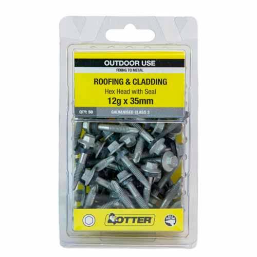 Otter Roofing & Cladding Metal Screws 12g X 35mm Pack of 50 Galvanised